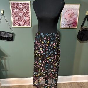 💕H&M Black and Pink Pencil Midi Skirt size S